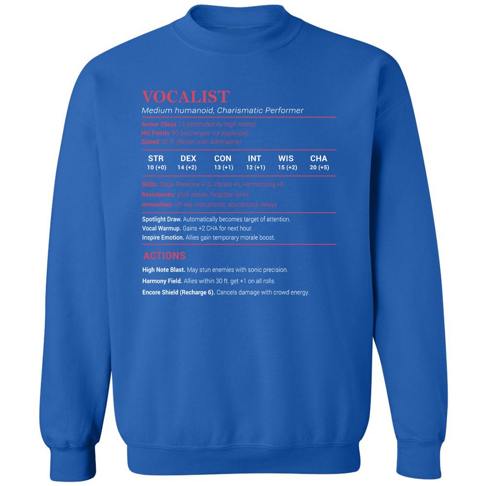 Vocalist Stats Classic Unisex Sweatshirt - Royal - 9