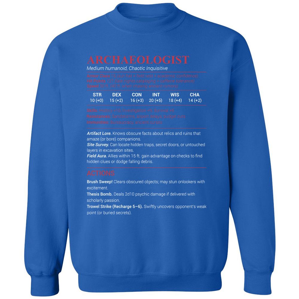 ARCHAEOLOGIST Classic Unisex Sweatshirt - Royal - 9