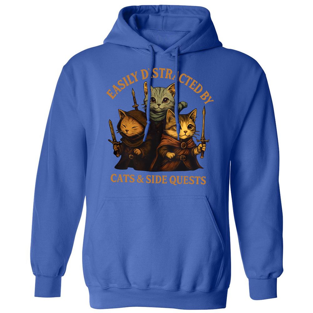 Easily Distracted By Cats & Side Quests Classic Unisex Hoodie - Royal - 9