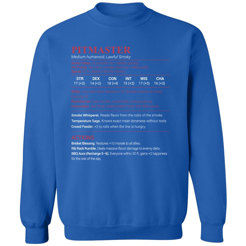 Pitmaster Stats Classic Unisex Sweatshirt - Royal - 9