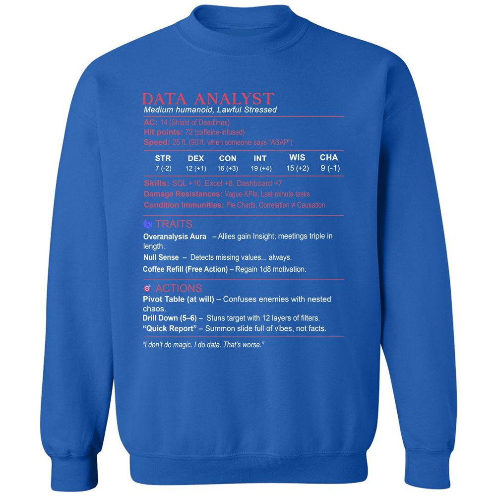 Data Analyst Stats Classic Unisex Sweatshirt - Royal - 9