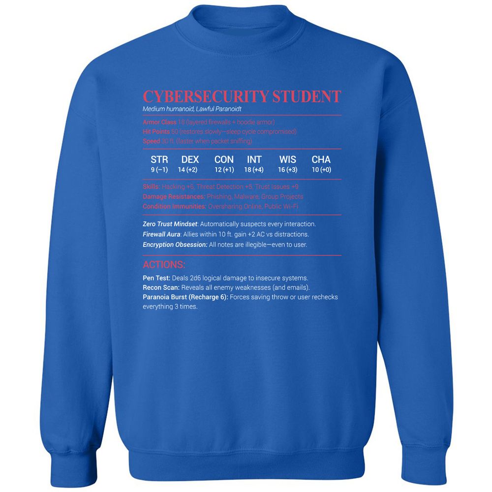 Cybersecurity Student Classic Unisex Sweatshirt - Royal - 9