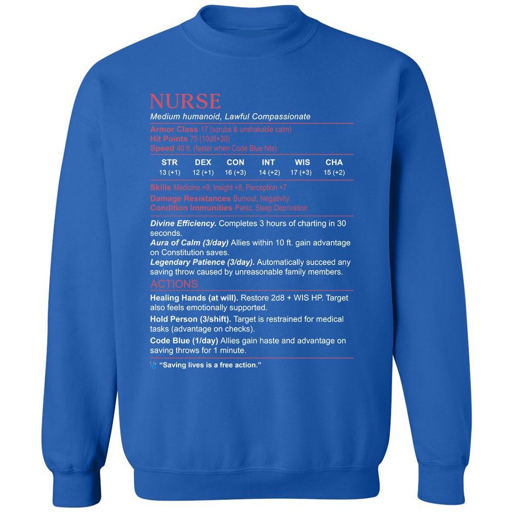 Nurse Stats 3 Classic Unisex Sweatshirt - Royal - 9