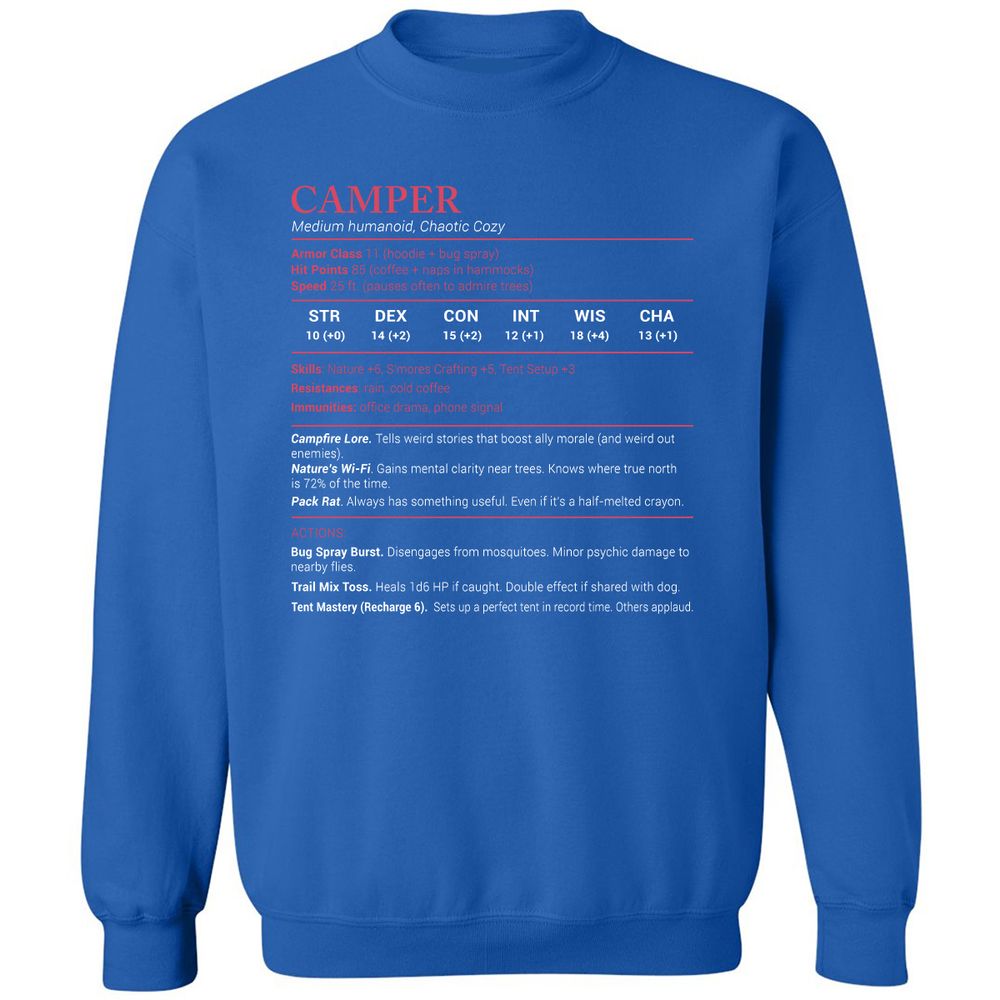 Camper Stats Classic Unisex Sweatshirt - Royal - 9