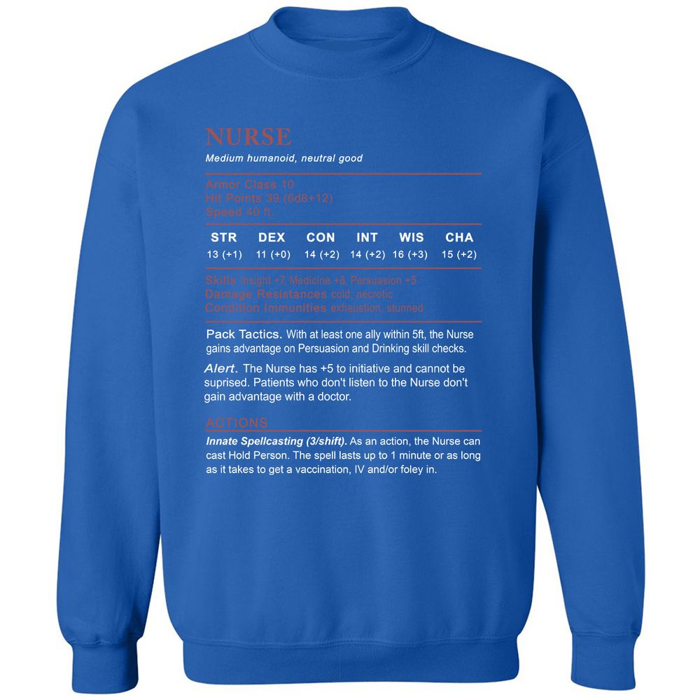 Nurse Stats 2 Classic Unisex Sweatshirt - Royal - 9