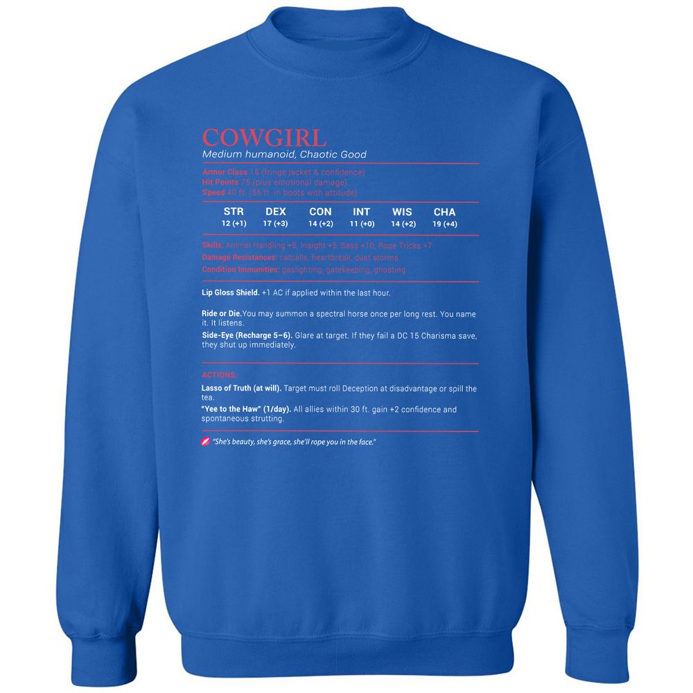 Cowgirl Stats Classic Unisex Sweatshirt - Royal - 9