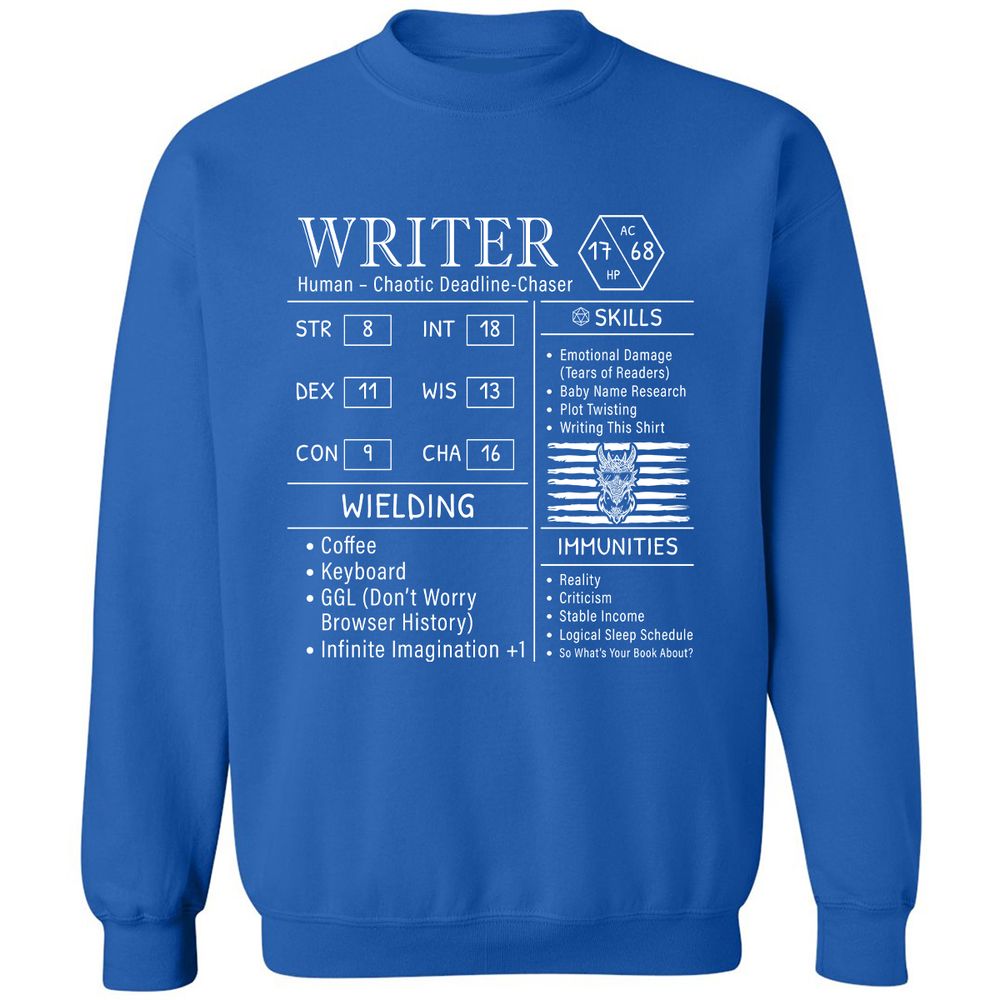 Writer Stats New Classic Unisex Sweatshirt - Royal - 9