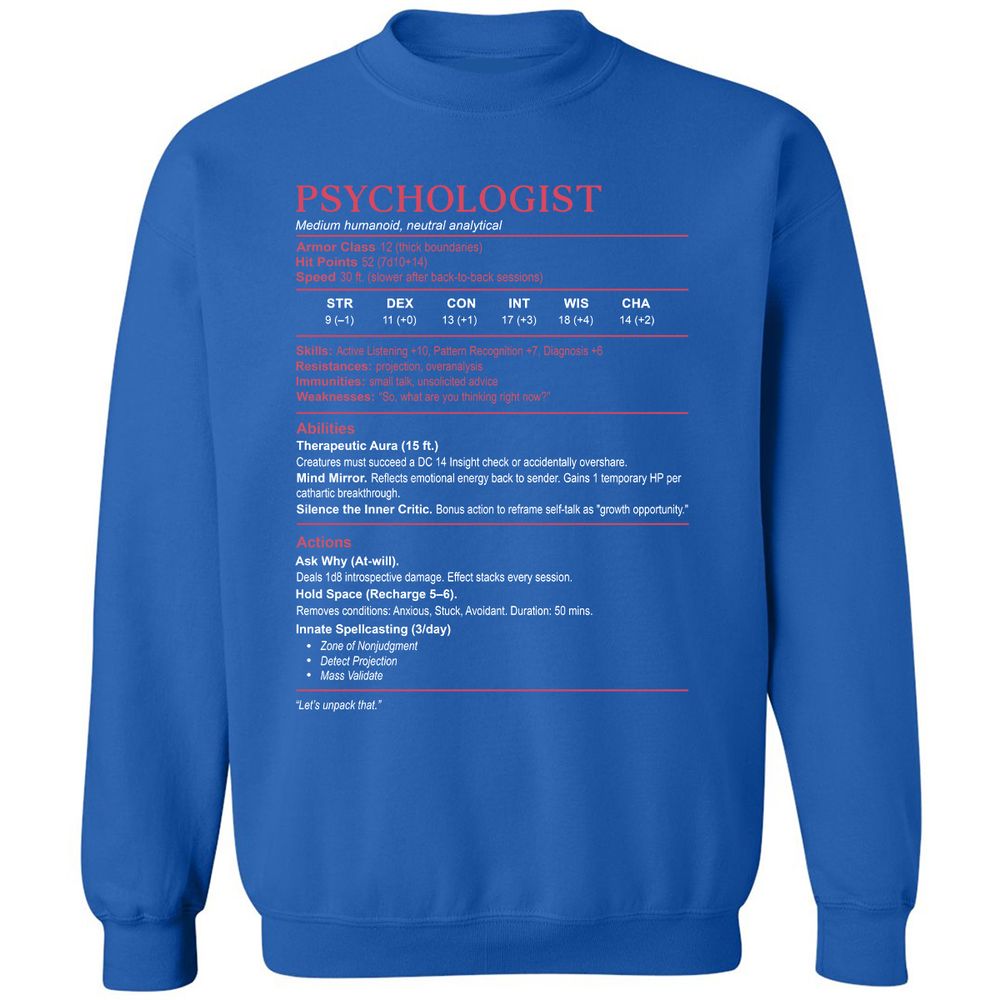 Psychologist Stats Classic Unisex Sweatshirt - Royal - 9
