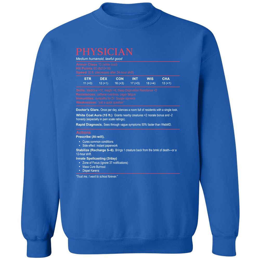 Physician Stats Classic Unisex Sweatshirt - Royal - 9