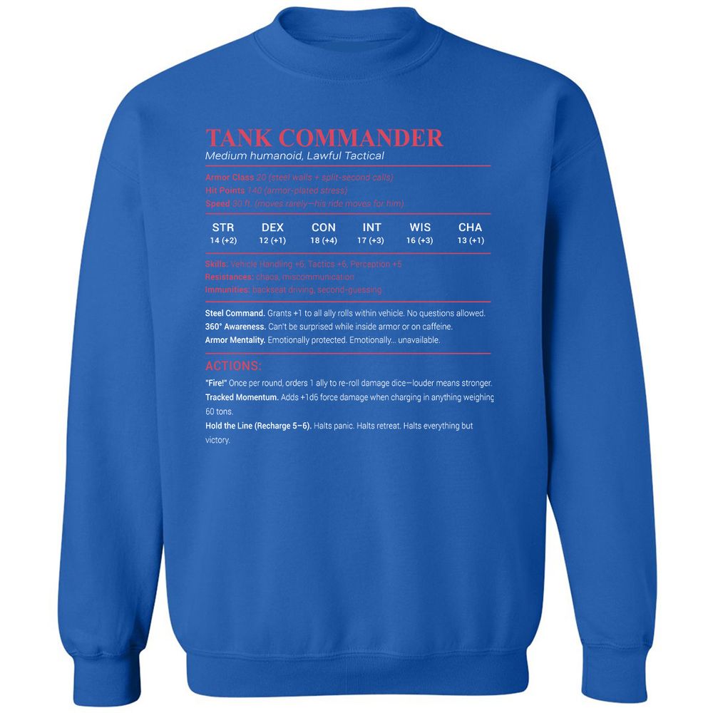 Tank Commander Classic Unisex Sweatshirt - Royal - 9