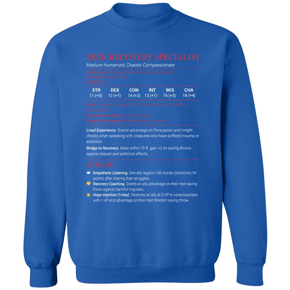 Peer Recovery Specialist Classic Unisex Sweatshirt - Royal - 9