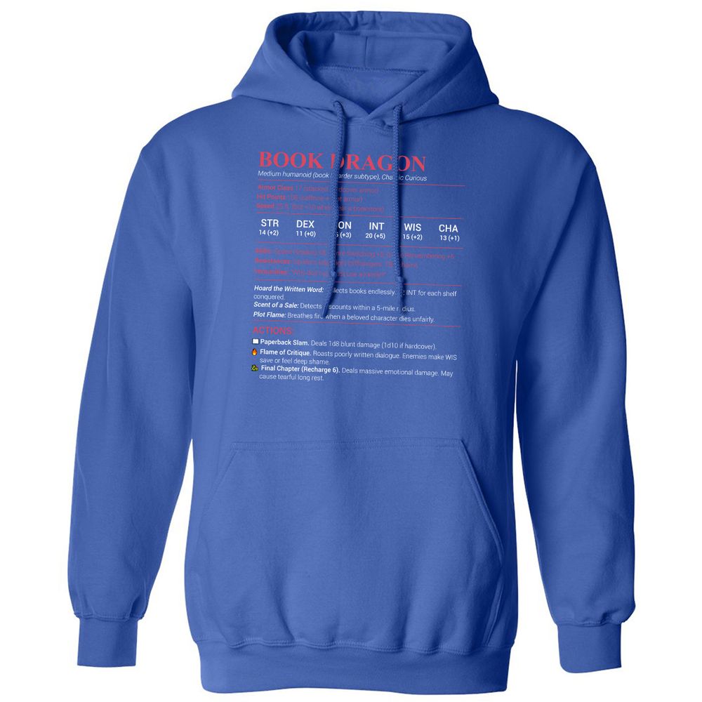 Book Dragon Stats Classic Unisex Hoodie - Royal - 9
