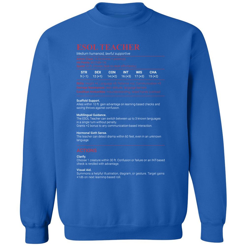 ESOL Teacher Classic Unisex Sweatshirt - Royal - 9