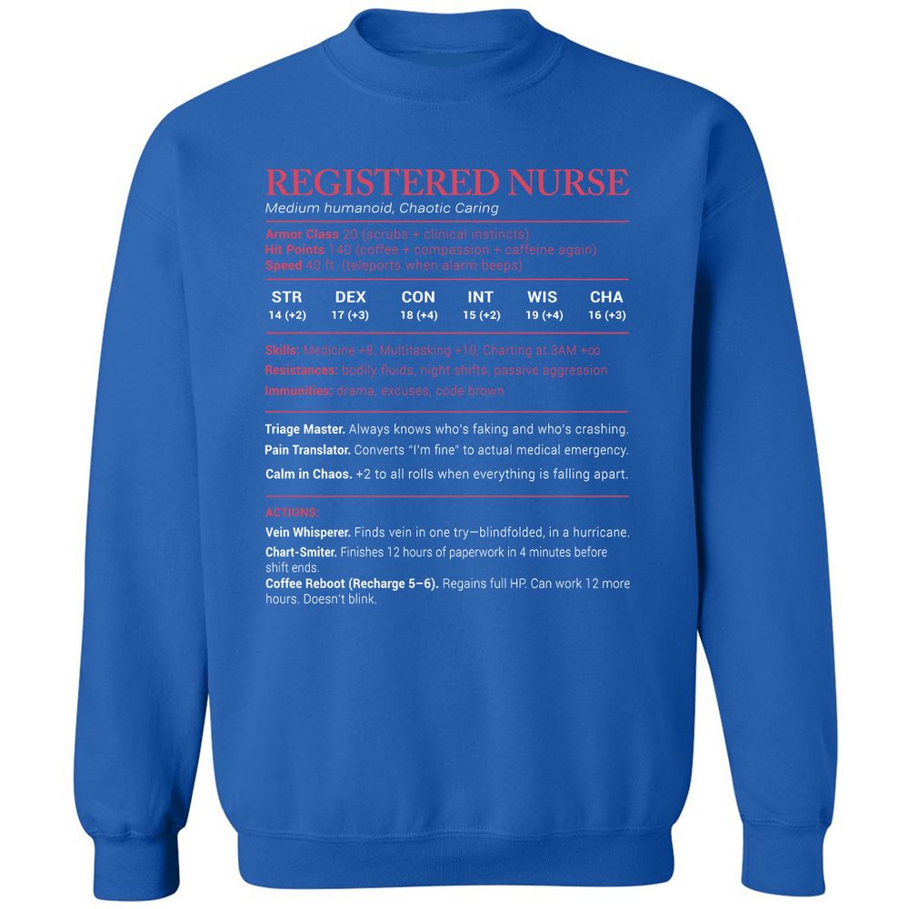 Registered Nurse Stats Classic Unisex Sweatshirt - Royal - 9