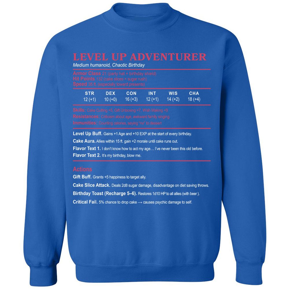 Level Up Adventurer Classic Unisex Sweatshirt - Royal - 9