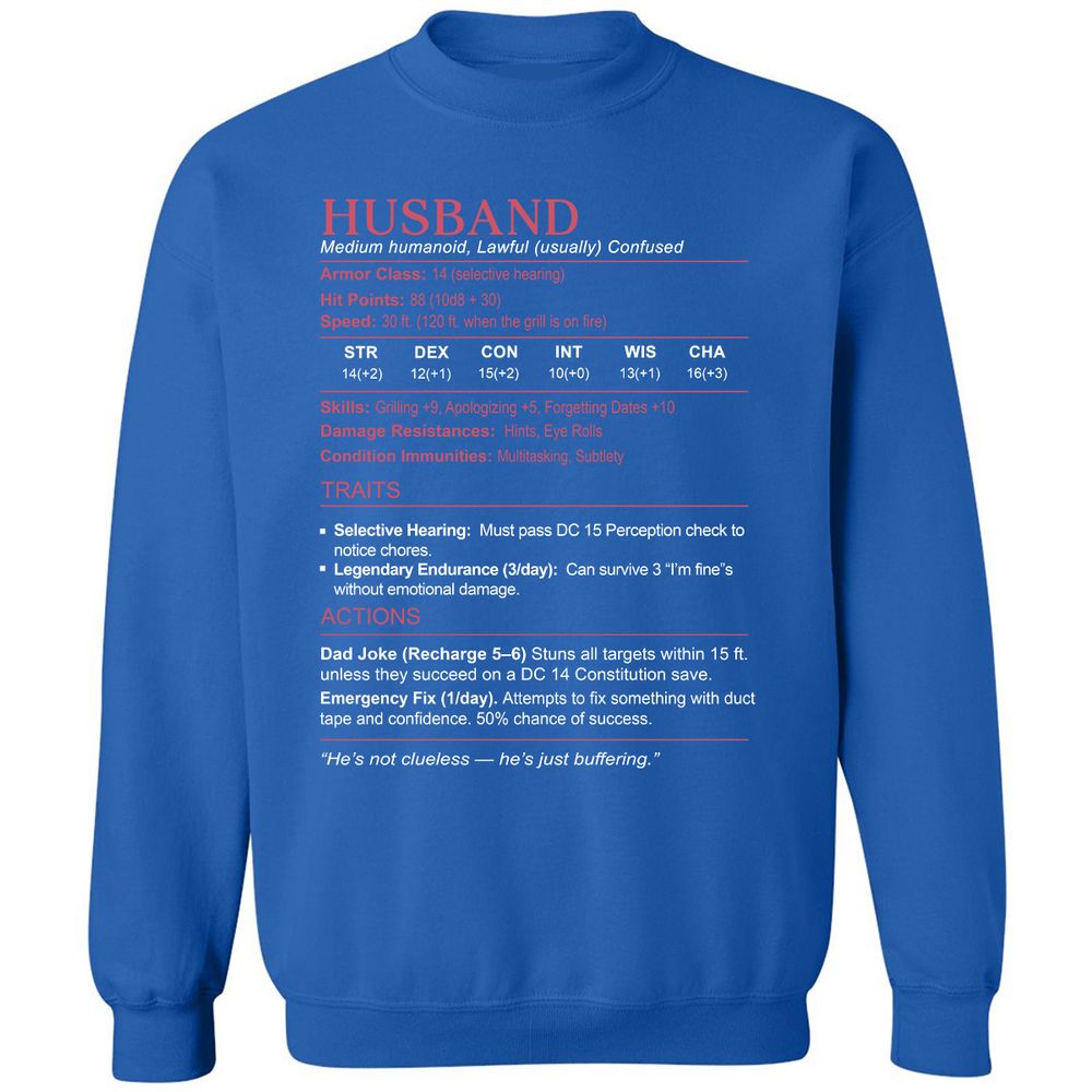 Husband Stats Classic Unisex Sweatshirt - Royal - 9