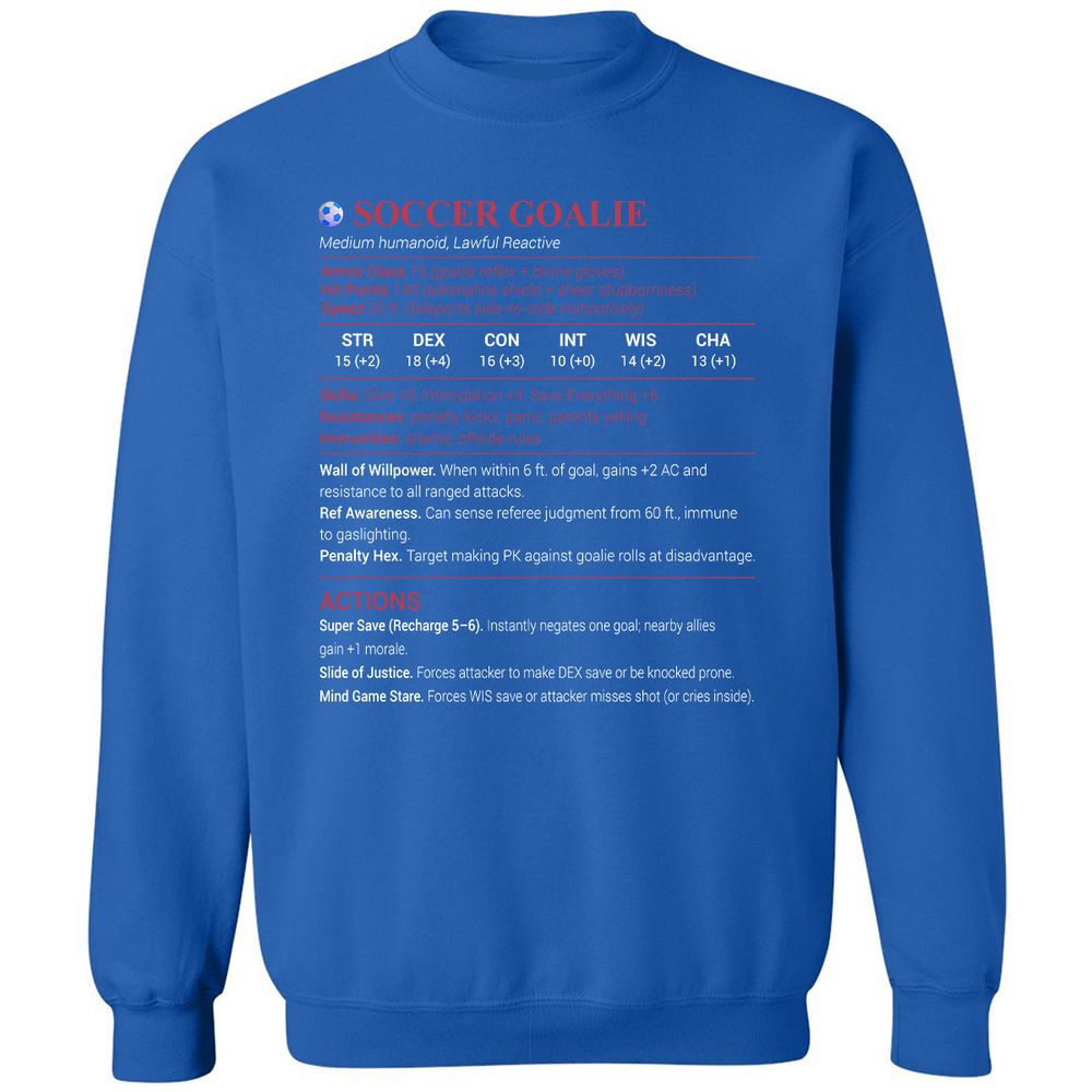 Soccer Goalie Classic Unisex Sweatshirt - Royal - 9