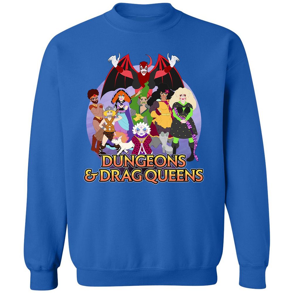 Dungeons n Drag Queens Cartoon Classic Unisex Sweatshirt - Royal - 9