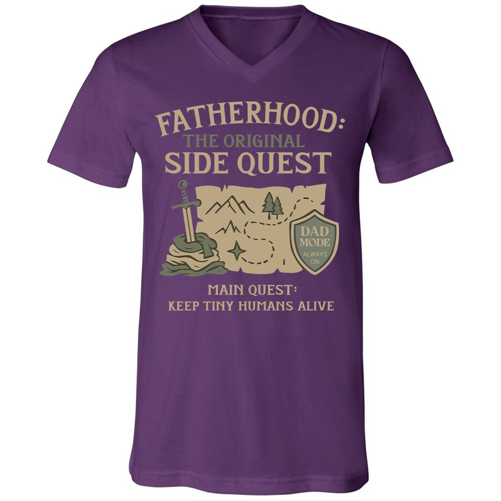 Fatherhood The Original Side Quest Unisex V-Neck T-Shirt - Team Purple - 9