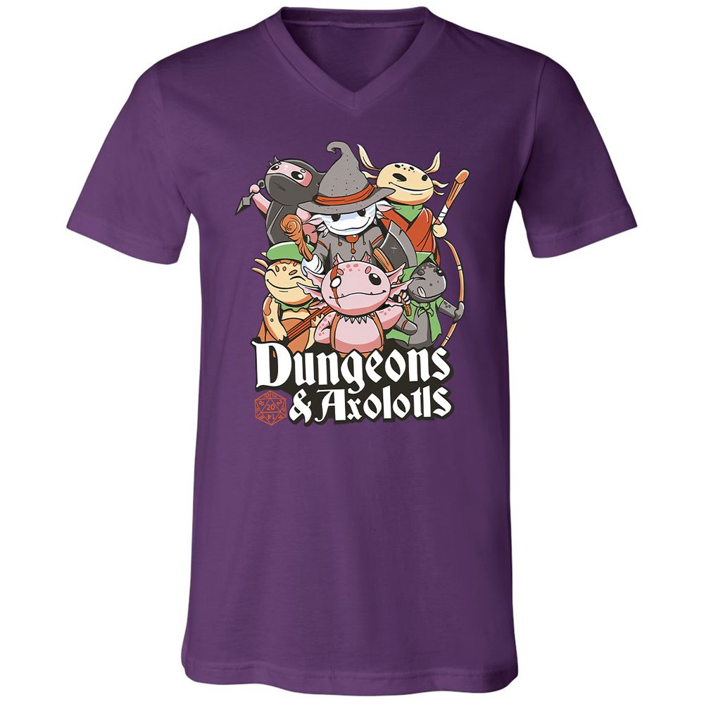 Dungeons And Axolotls Unisex V-Neck T-Shirt - Team Purple - 9