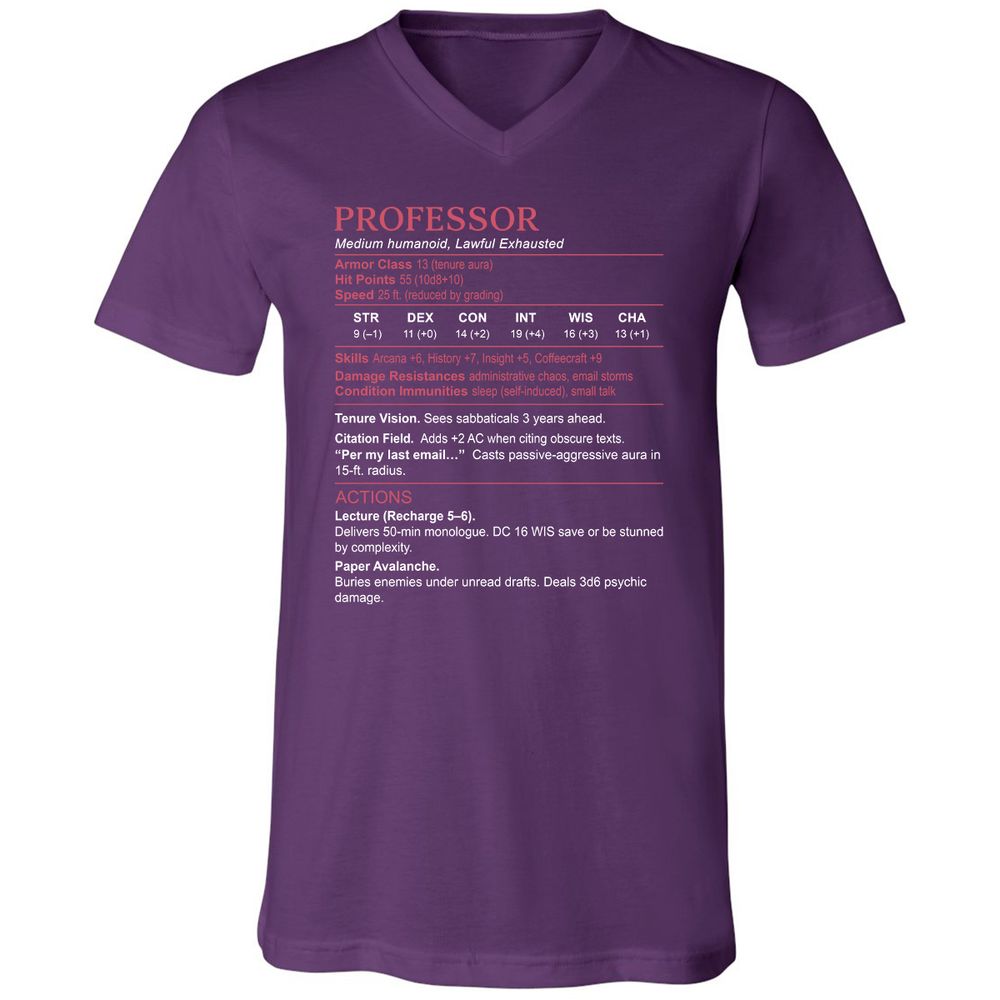 Professor Stats Unisex V-Neck T-Shirt - Team Purple - 9
