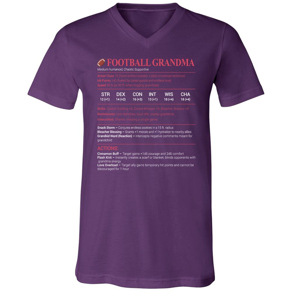 Football Grandma Unisex V-Neck T-Shirt - Team Purple - 9