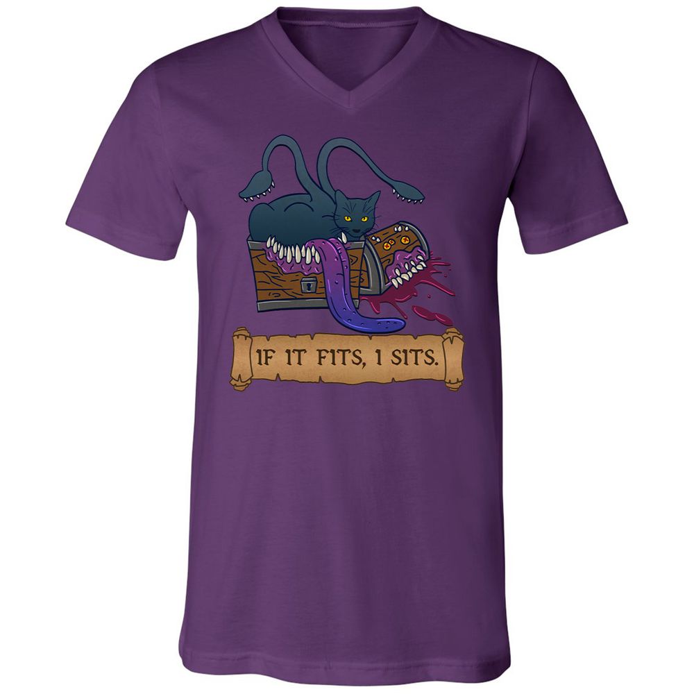 If It Fits I Sits Unisex V-Neck T-Shirt - Team Purple - 9