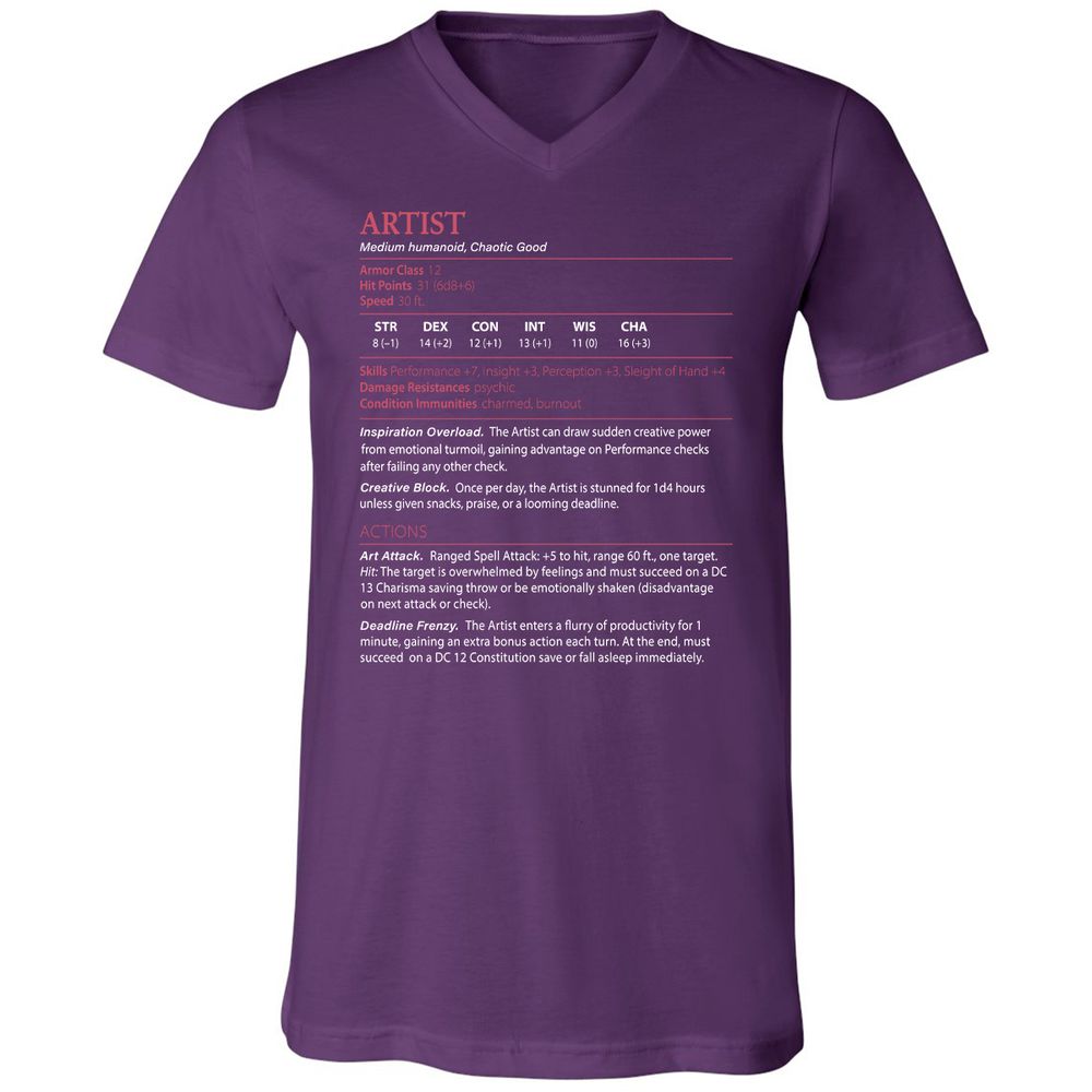 Artist Stats Unisex V-Neck T-Shirt - Team Purple - 9