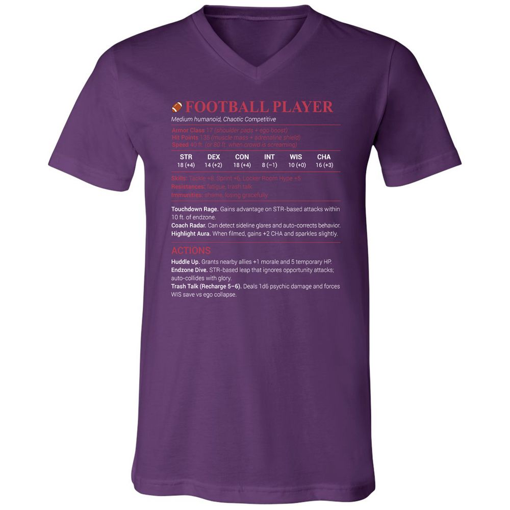 Football Player Unisex V-Neck T-Shirt - Team Purple - 9