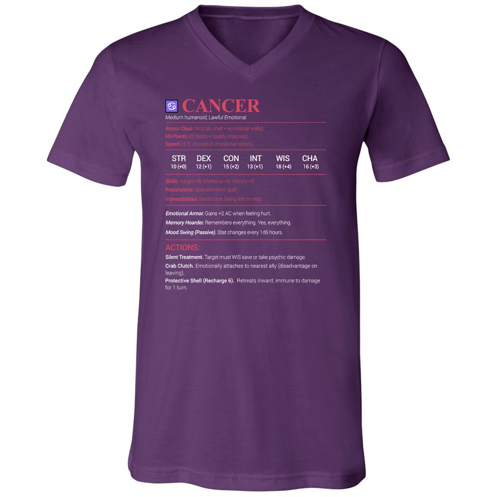 Cancer Stats Unisex V-Neck T-Shirt - Team Purple - 9