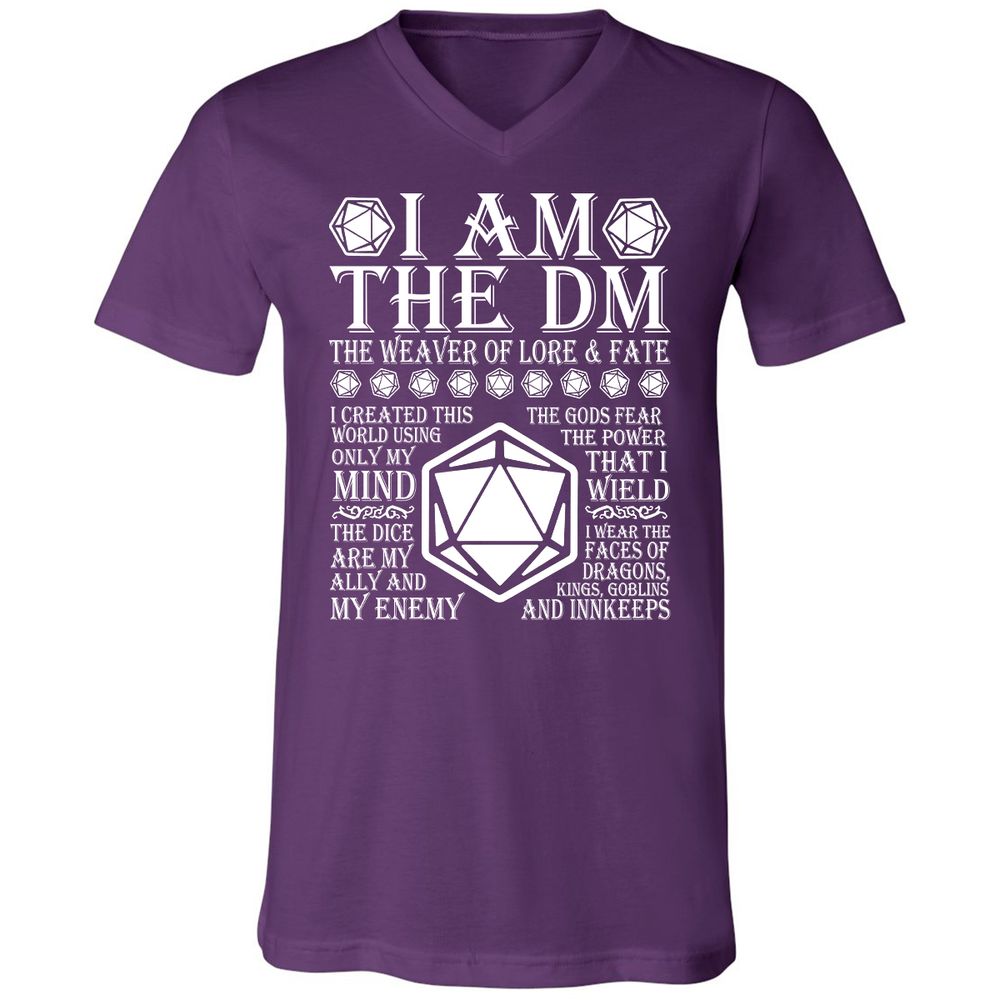 I Am The DM The Weaver Of Lore And Fate Unisex V-Neck T-Shirt - Team Purple - 9