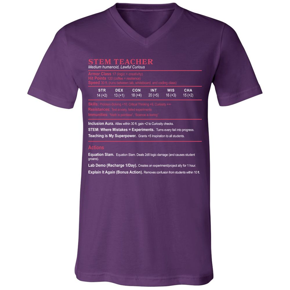 STEM TEACHER Unisex V-Neck T-Shirt - Team Purple - 9