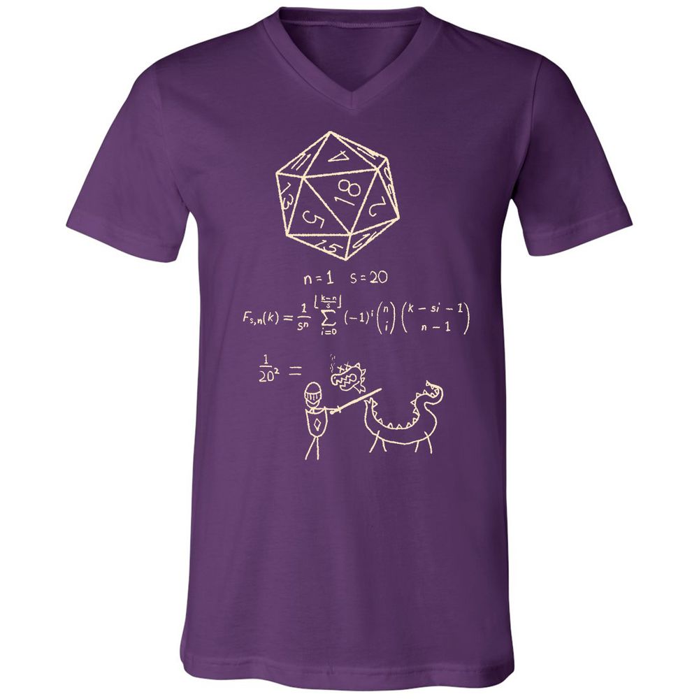 Science Of20 Sided Dice Unisex V-Neck T-Shirt - Team Purple - 9