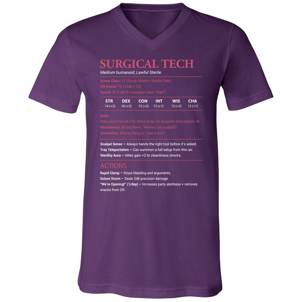 Surgical Tech Unisex V-Neck T-Shirt - Team Purple - 9