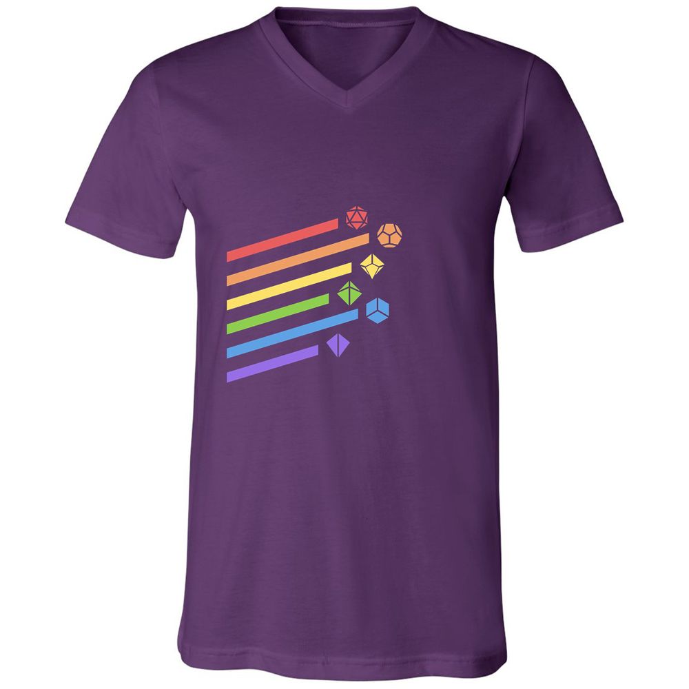 Rainbow Dice Set Unisex V-Neck T-Shirt - Team Purple - 9