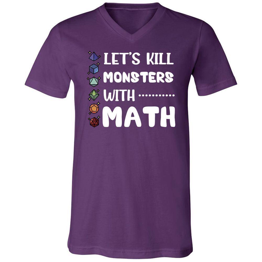 Let's Kill Monsters With Math Unisex V-Neck T-Shirt - Team Purple - 9