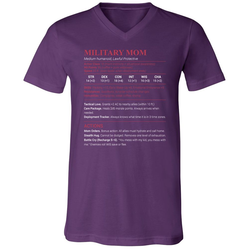 Military Mom Unisex V-Neck T-Shirt - Team Purple - 9
