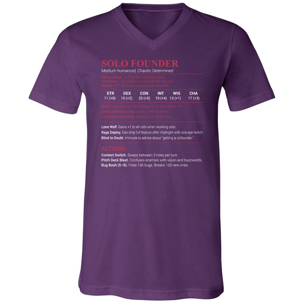 Solo Founder Unisex V-Neck T-Shirt - Team Purple - 9