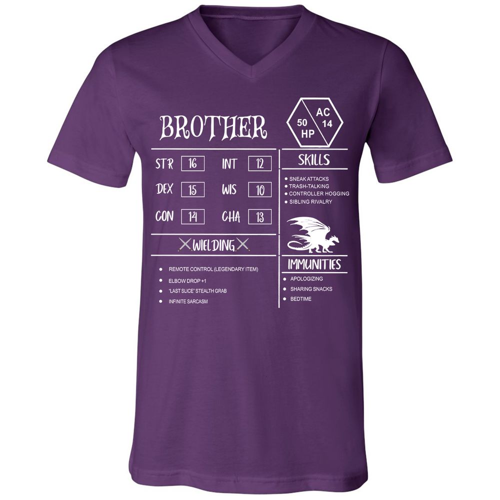 Brother Stats Unisex V-Neck T-Shirt - Team Purple - 9