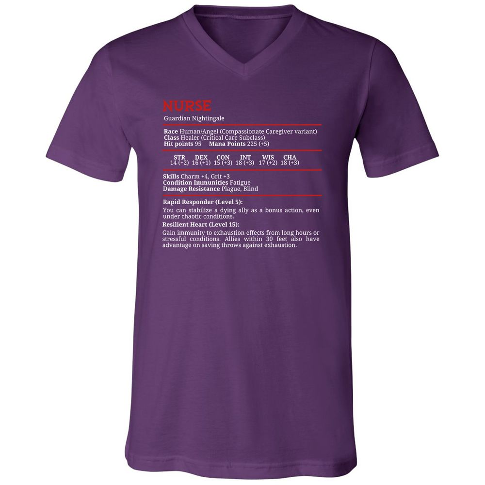 Nurse Stats Unisex V-Neck T-Shirt - Team Purple - 9