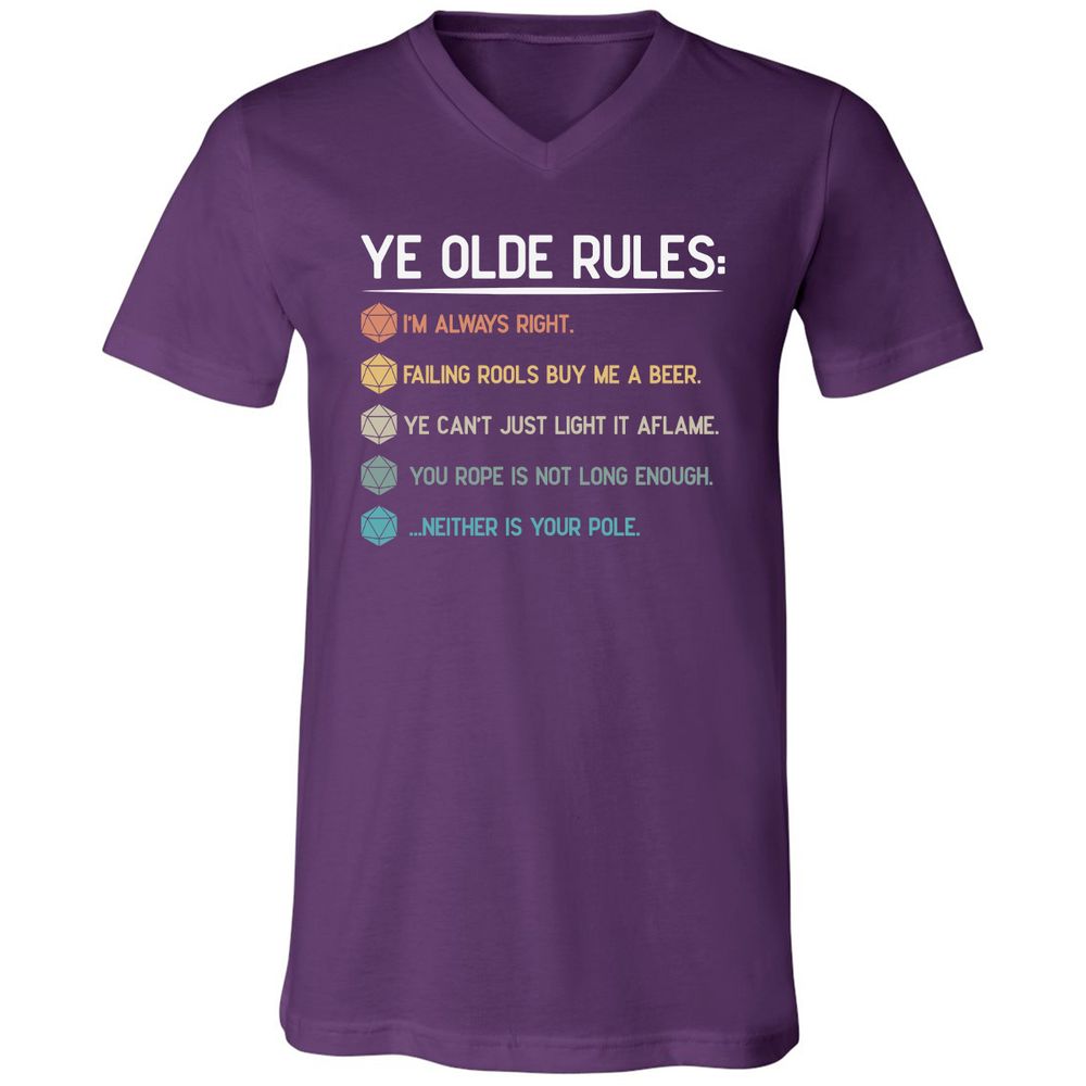 Dungeon Master Rules – Ye Olde RPG Unisex V-Neck T-Shirt - Team Purple - 9