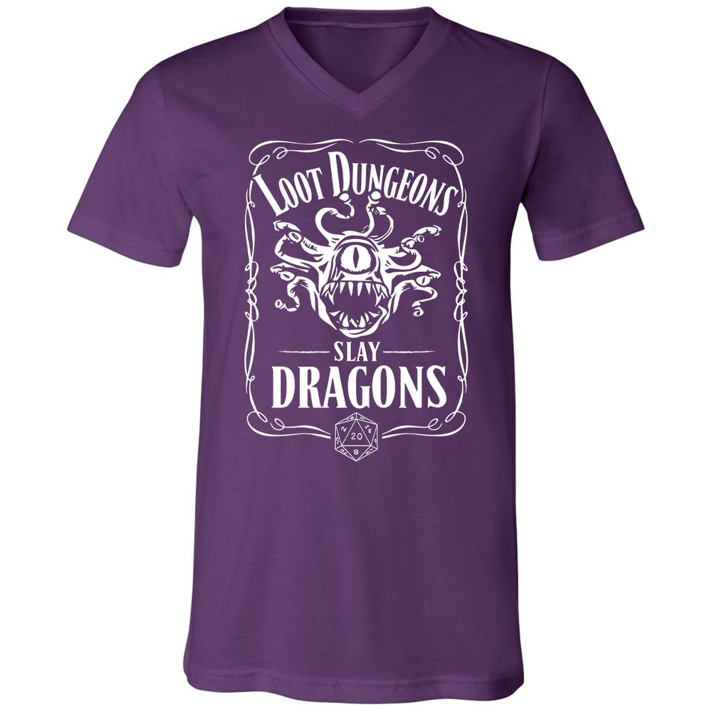 Loot Dungeon Slay Dragons Unisex V-Neck T-Shirt - Team Purple - 9