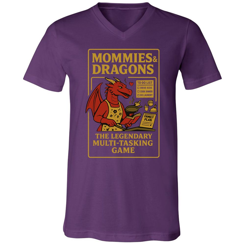 Mommies & Dragons Unisex V-Neck T-Shirt - Team Purple - 9