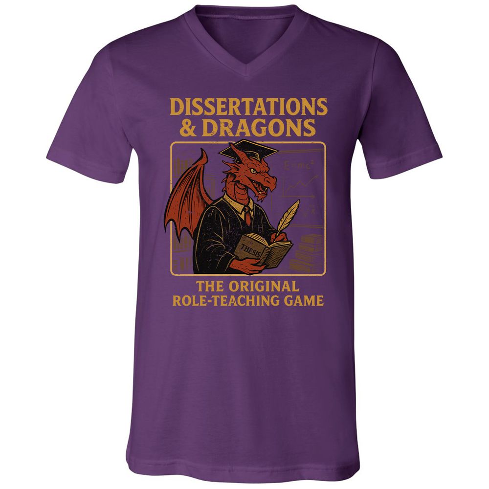 Disserations & Dragons Unisex V-Neck T-Shirt - Team Purple - 9