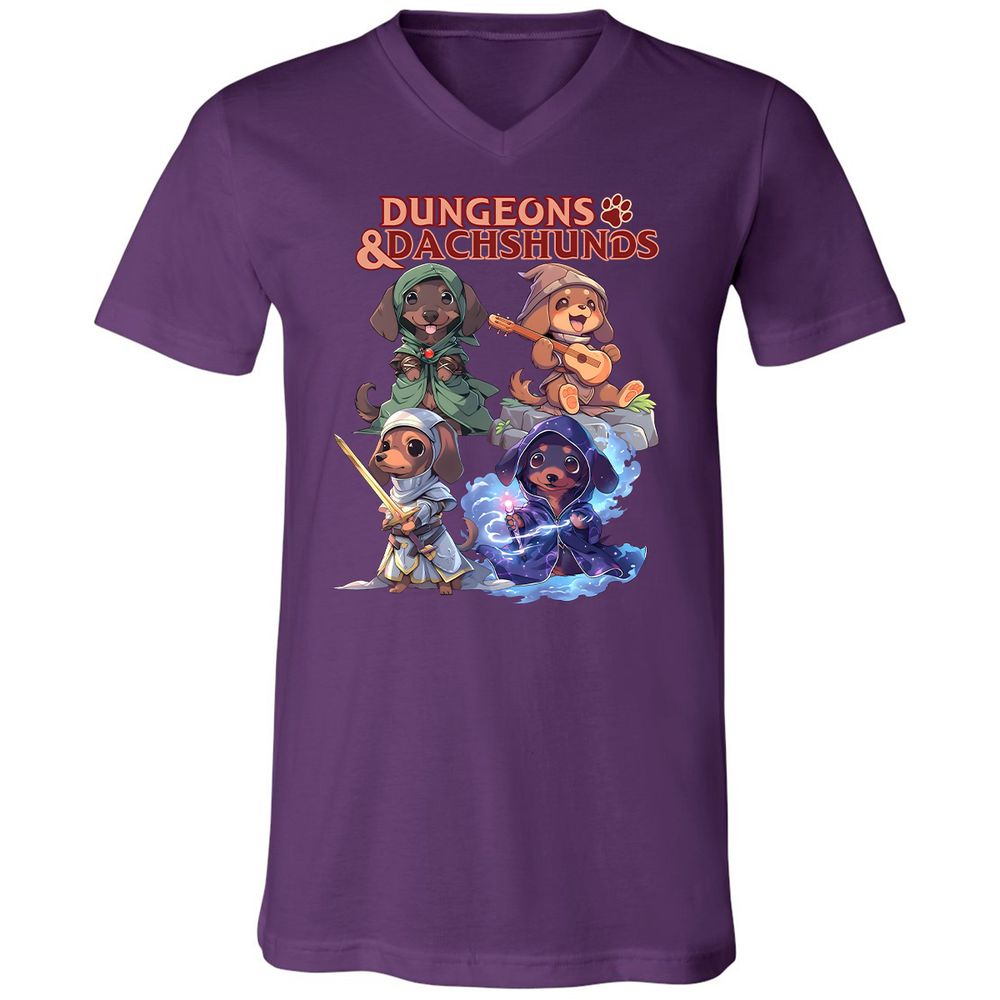 Dungeons & Dachshunds Unisex V-Neck T-Shirt - Team Purple - 9