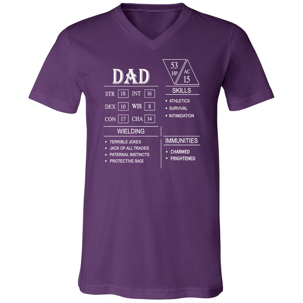 Dad Stat Block Unisex V-Neck T-Shirt - Team Purple - 9