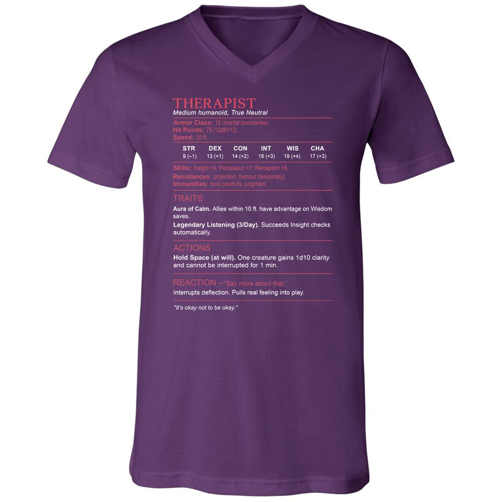 Therapist Stats Unisex V-Neck T-Shirt - Team Purple - 9
