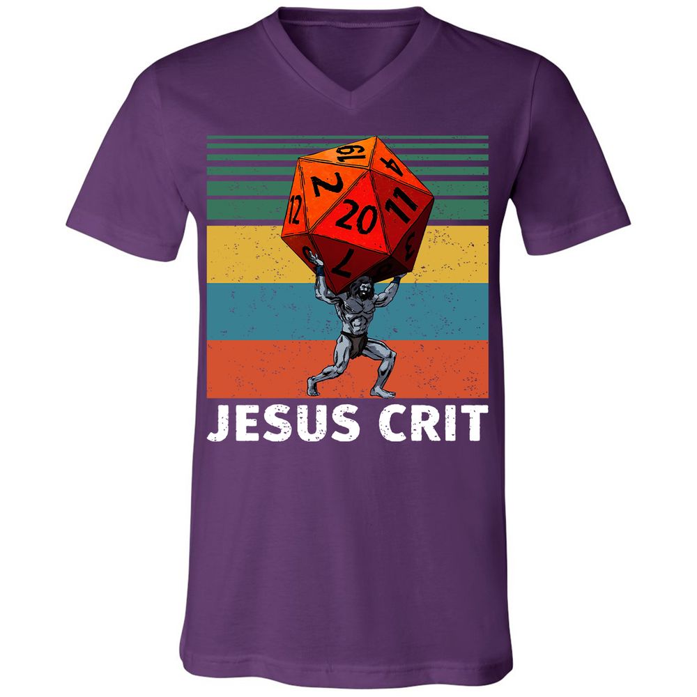 Jesus Crit Unisex V-Neck T-Shirt - Team Purple - 9