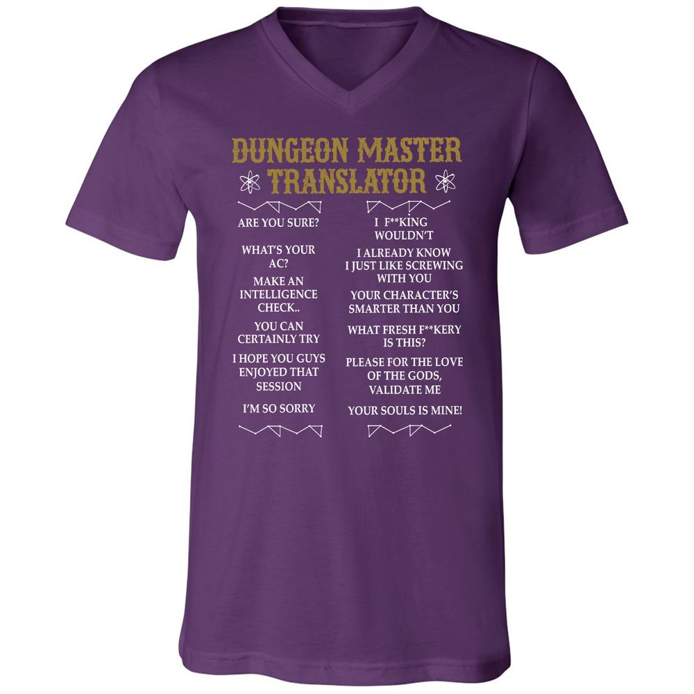 Dungeon Master Translator Unisex V-Neck T-Shirt - Team Purple - 9
