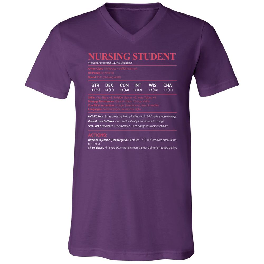 Nursing Student Unisex V-Neck T-Shirt - Team Purple - 9
